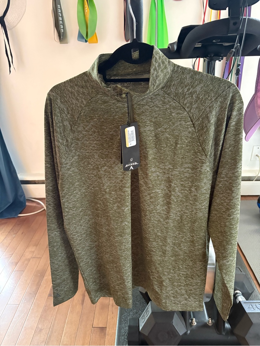 Antigua Olive Heather Quarter-Zip Pullover
